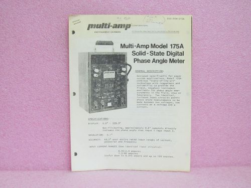 Multi-Amp Manual 175A Solid-State Digital Phase Angle Meter Specification Sheet
