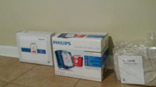 Philips heartstart home defibrillator (aed)+ adult practice pads + wall mount for sale