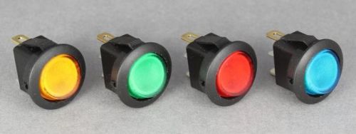 Set of 4 (different colors) 12 volt d.c., 16 amp illuminated rocker switches. for sale