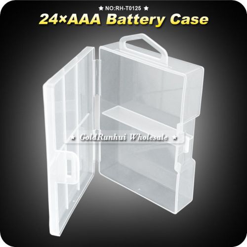 2pc clear tough plastic case box holder storage for 24x aaa batteries for sale