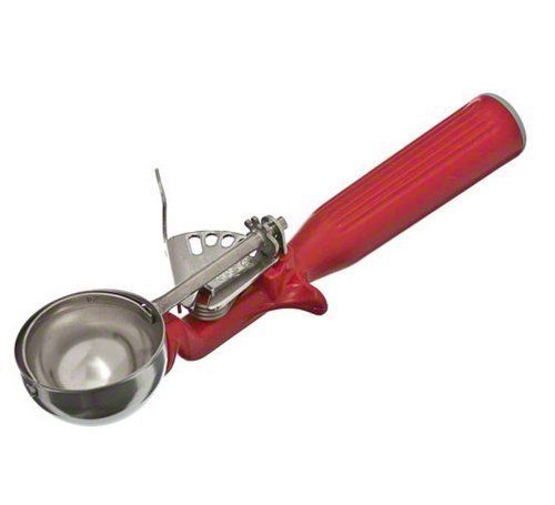 Vollrath 47145 Stainless Steel Disher with Red Handle  Size 24  1-1/3-Ounce