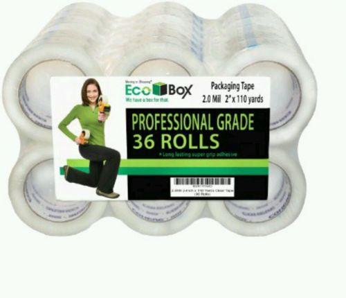 EcoBox packing 2.0Mil 2-Inch x 110 Yards Clear Professional Tape 36 Rolls case