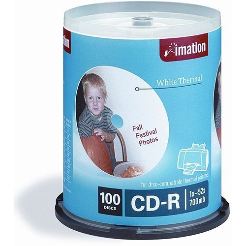Imation 17274 Printable CD-R&#039;s, 52X, 700MB/80 Min, 100/Spindle Pack, White