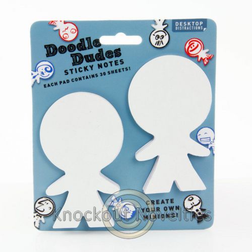Doodle Dudes Sticky Notes 2 Note Pads Office Desk School 30 sheets Per Pad White