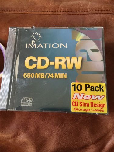 Imation CD-RW Discs, 650MB/74min w/Slim Jewel Cases 10/Pack