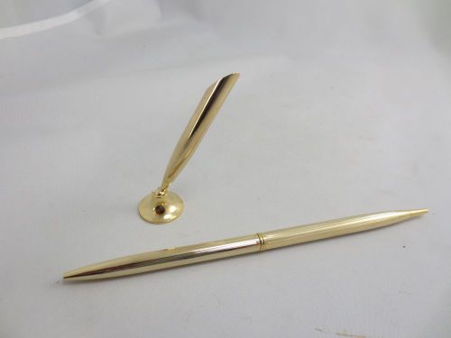 Desk Pen/Funnel Swivel Holder/ Base Gold Finish Excellent Plating Quality