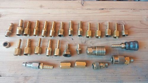 (29)MISC. BRASS PNEUMATIC HOSE QUICK CONNECT FITTINGS (MOST UNUSED)
