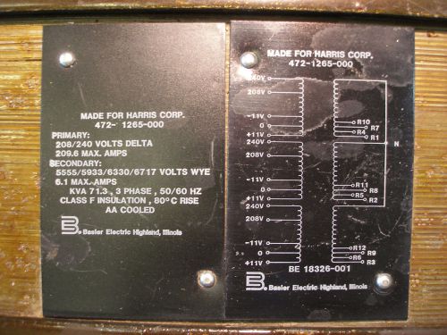 High voltage plate transformer, primary 208/240 volt 3 phase, 5-6kv secondary for sale