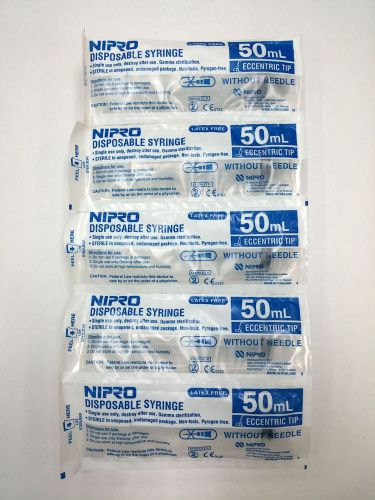 5 x Nipro Medical Disposable Syringe Luer Slip Needle Sterile Laboratory 50mL