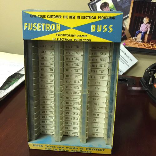 Vintage Buss Fusetron Display Case Fuse Fuses Litho Metal Great Condition
