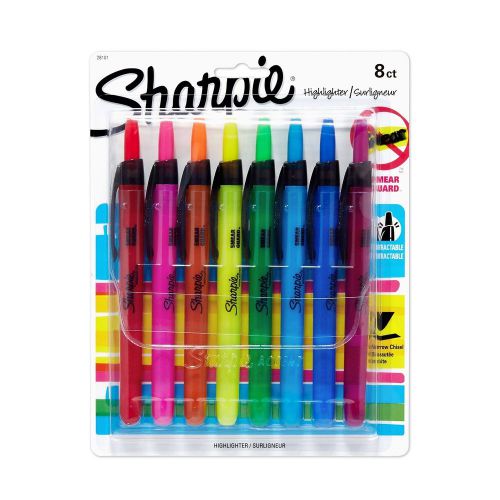 Sharpie Accent Retractable Highlighters, Assorted, Fine Point, 8/Pack 28101