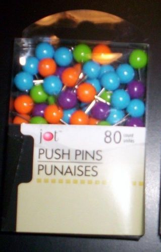 Round Head Assorted Colors~ Push Pins/Tacks-Pack of 80~Purple/Orange/Green/Blue/