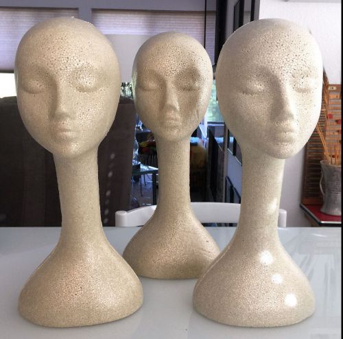 3 Styrofoam Tall Long Neck Head Form for Wigs, Hats, Scarves Display Piece 19&#034;