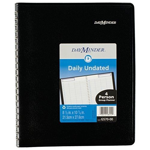 Dayminder daily appointment book, undated, 4-person, 8.5 x 10.88 inches, black for sale