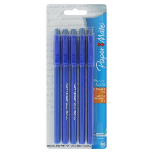 10 Papermate Eraser Mate Blue Medium Erasable Pens