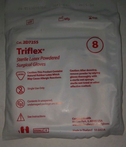 Triflex Sterile Powdered Latex Surgical Glove 8&#034; One Open Box of 36