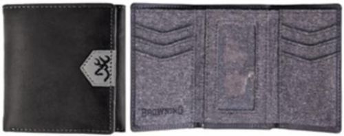 Browning BGT1179 Buckmark Tri-Fold Black Leather Wallet