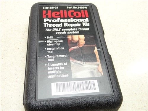 Heli-coil professional thread repair kit 3/8-24 tap drill coils &amp; wrench for sale