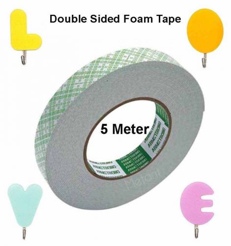 5 Meter Double Sided FOAM TAPE Photo Bath Wall Poster Adhesive Kitchen Hook Glue