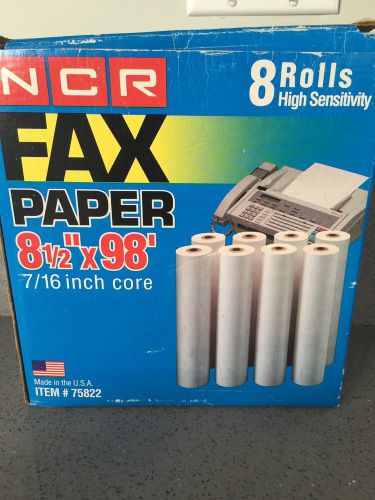 NCR Fax Paper 5 Rolls 8 1/2 x 98&#039; 7/16 inch Core #75822 High Sensitivity USA