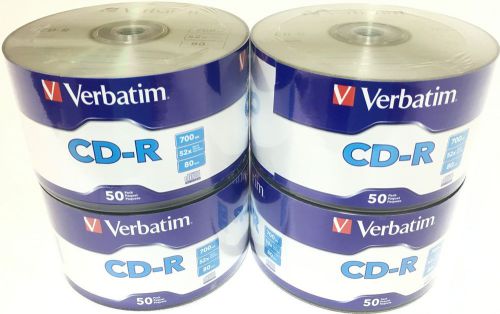Verbatim CD-R CDR 52x Logo Disc 80Min 700MB Plastic Wrap 4x50=200 Pack # 97488