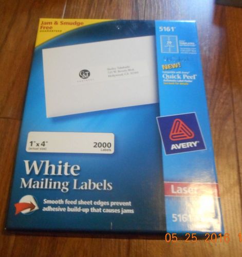 Avery 5161 White Laser Labels - Opened box of New labels 94 sheets - 1880 label