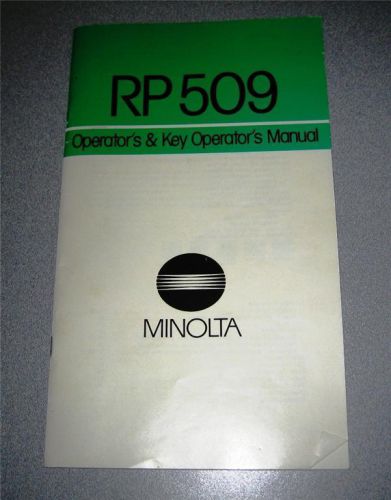 Operator&#039;s Manual for the Minolta RP509 Microfilm R/P