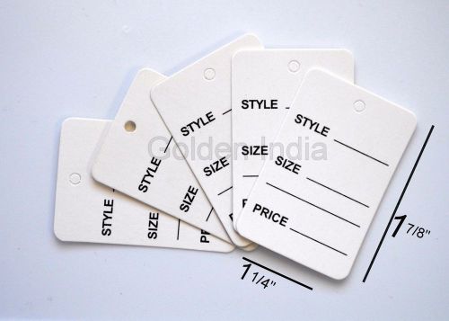 1000 White Merchandise Price Jewelry Garment Store Paper Tags 1 7/8&#039;x1 1/4&#034;