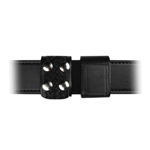 Boston Leather 5496-1-B Black Plain Double Wide Belt Keeper w/ Brass Snaps