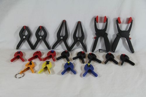 LOT OF 18 PLASTIC CLAMPS Universal Use &amp; Great for Small Projects Used but Great