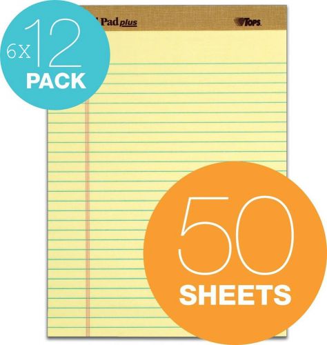 Tops legal pads plus perforated wide rule canary yellow 6 packs of 12 set of 72 for sale