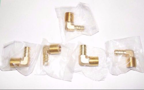 Hose Barb x Male NPT MIP Brass 90° Elbow Fitting (Pack Of 5)