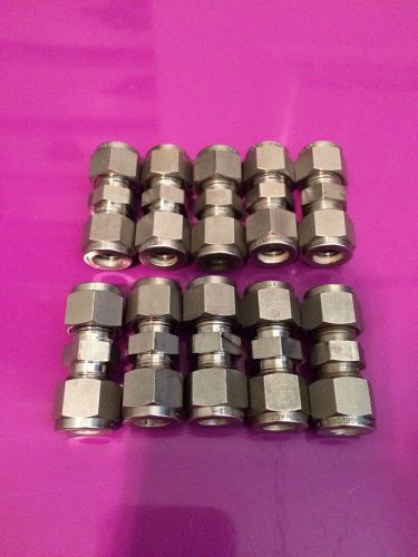 Lot of 10 Swagelok 3/8&#034; Tube Compression Union 316 Stainless Straight Fitting