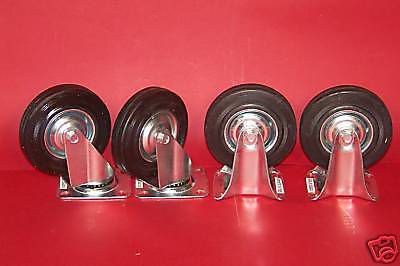 12pc 5&#034; caster wheels with bearings on base and wheels 6 swivel 6 fixed set for sale