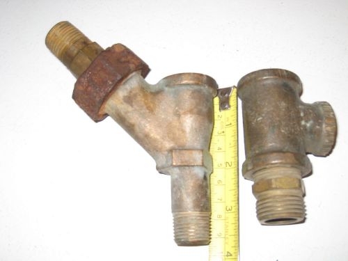 2 Vintage Solid Brass Fittings Angled and T SteamPunk