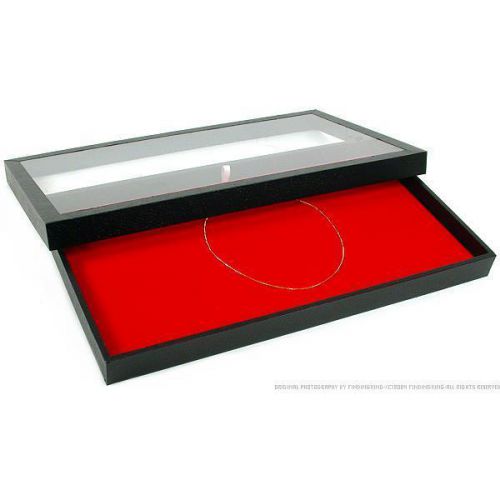 Red Velvet Chain Pad Display &amp; Acrylic Lid Tray