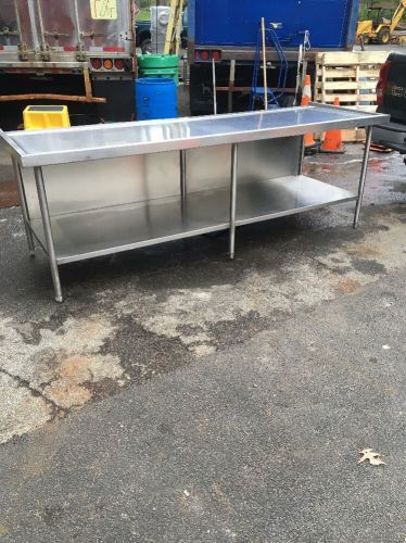 Stainless steel prep table w/trough drain &amp; cover - 9&#039;x3&#039; restaurant/laboratory for sale