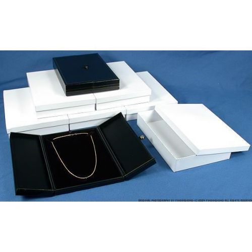 6 Large Black Necklace Snap Lid Gift Boxes Display Box