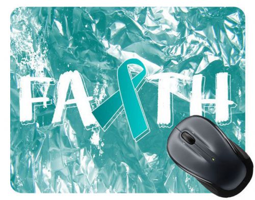 Ovarian cancer awareness faith ribbon square mouse pad for sale