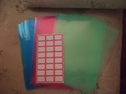 NEW-18PC PROJECT FILES FOLDERS WITH LABELS-6 FILES IN 3 COLORS!-8 X 12&#034;