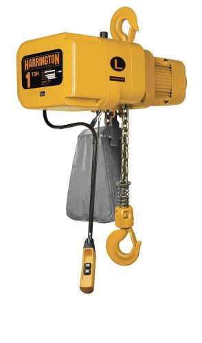 Harrington ner single speed electric chain hoist, three phase, hook mount, 1 ton for sale