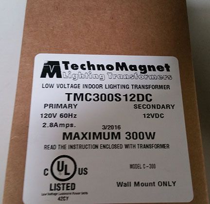 Technomagnet TMC300S12VDC Indoor Magnetic Low Voltage DC LED Driver,300W 120/12V