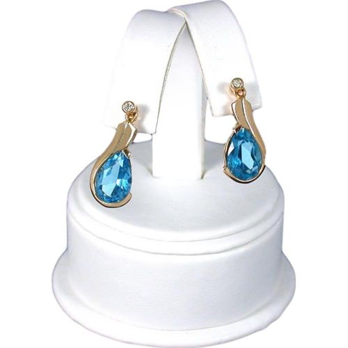White Faux Leather Earring Display Counter Stand