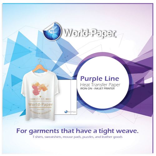 Purple line inkjet heat transfer paper iron on light 200 pk 8.5x11 for sale