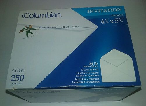 Columbian Invitation Envelopes, A2, 4-3/8 x 5-3/4 Inches, White, 250 Per Box