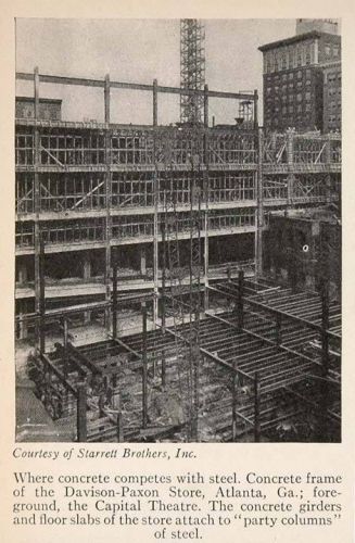 1928 Print Davison-Paxon Store Atlanta Construction - ORIGINAL HISTORIC SKY