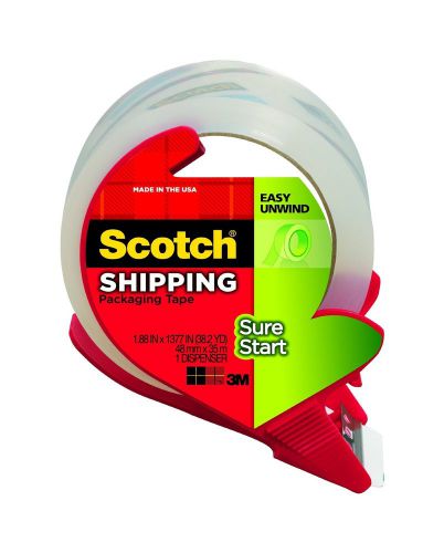 Scotch Sure Start Shipping Packaging Tape with Refillable Dispenser 1.88 in x...