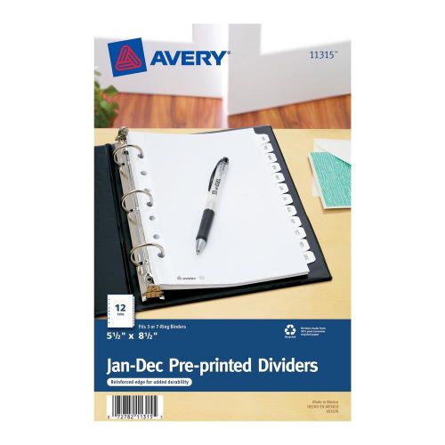 Avery Mini Preprinted Dividers with JAN-DEC Tabs 5.5 x 8.5-Inches 12-Tab Set ...