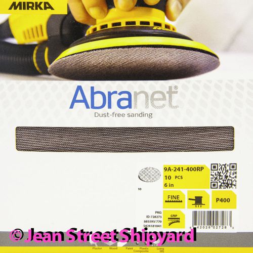 10 pk mirka abranet 6 in grip mesh dust free sanding disc 9a-241-400rp 400 grit for sale