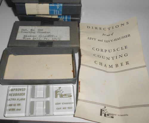 Used nuebauer levy counting chamber cat # 500 1/10 mm with  instructions for sale